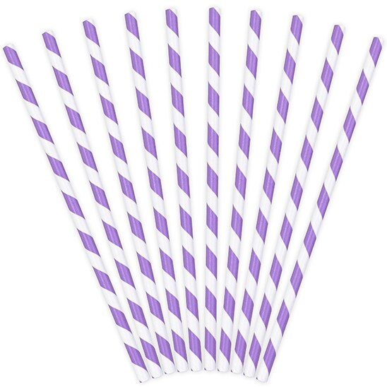 Product Image for Pappsugrör - Randiga Ljuslila 10-pack