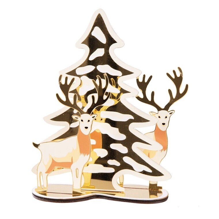 Product Image for Juldekoration speglar - Gran och renar i guld 20 cm