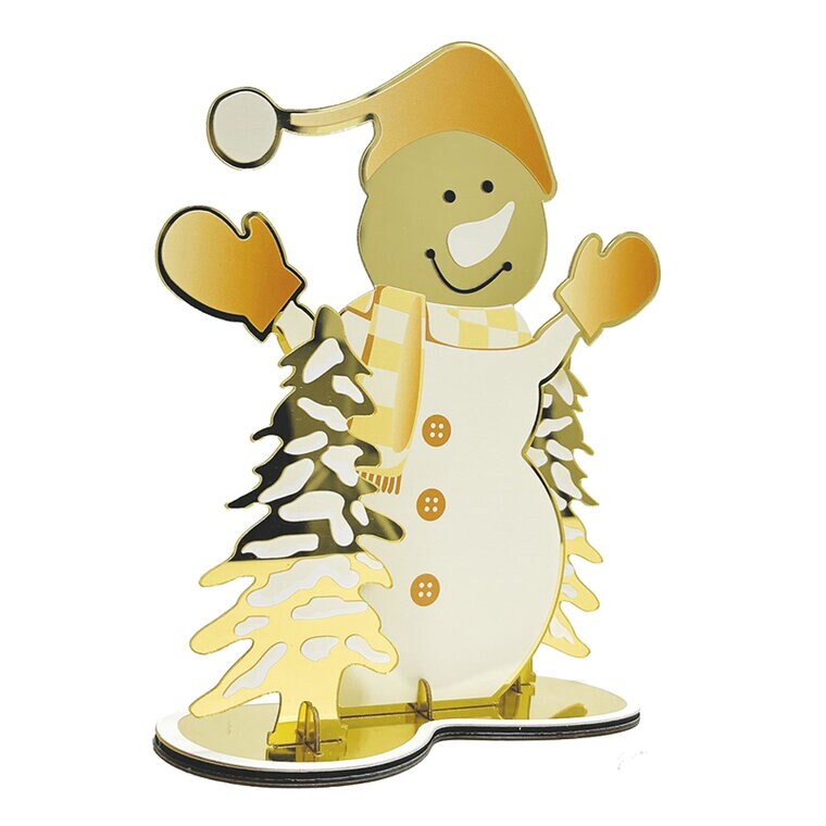 Product Image for Juldekoration speglar - Snögubbe i guld 20 cm