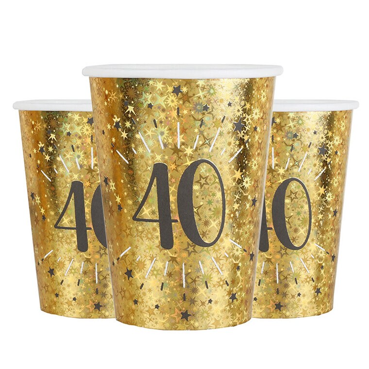 Product Image for Guldglittriga muggar 40-årsfest 10-pack