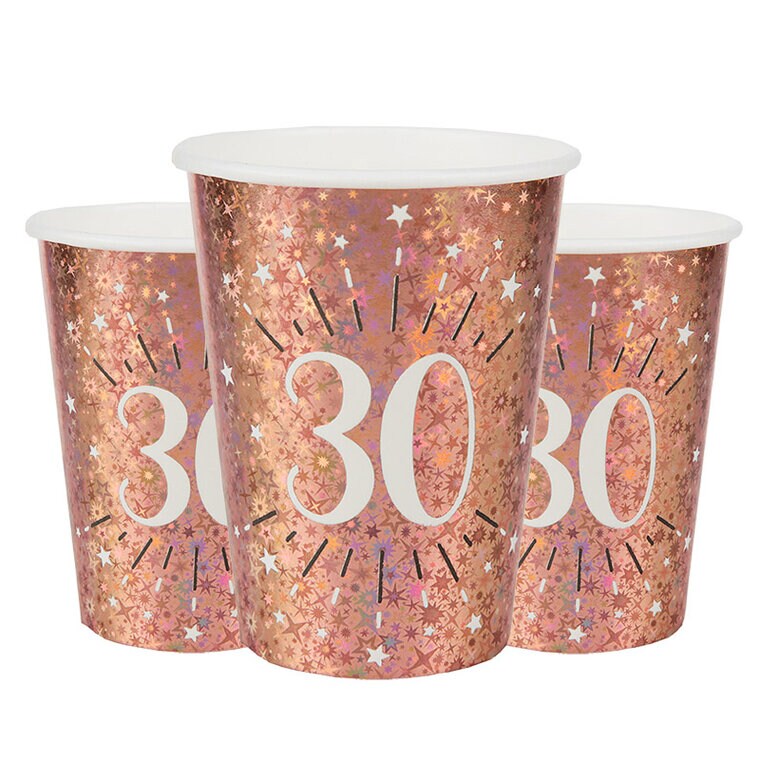 Product Image for Roseguldglittriga muggar 30 år 10-pack