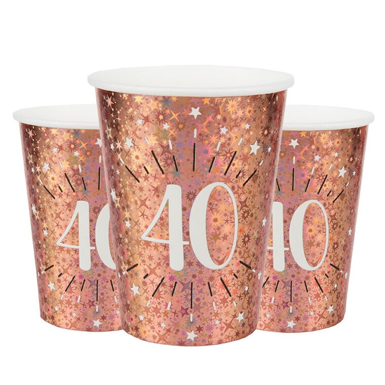 Product Image for Roseguldglittriga muggar 40 år 10-pack