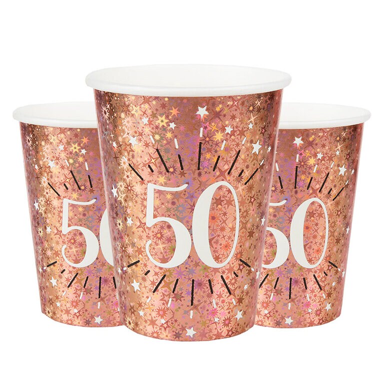 Product Image for Roseguldglittriga muggar 50 år 10-pack