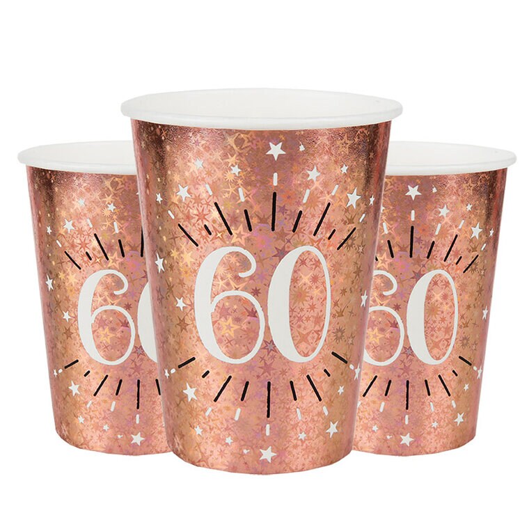 Product Image for Roseguldglittriga muggar 60 år 10-pack