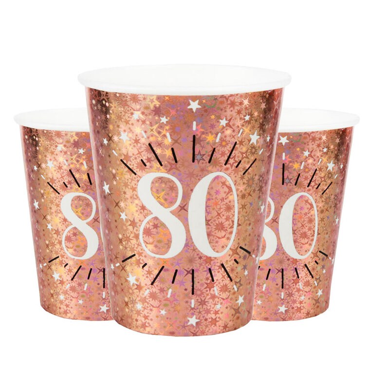 Product Image for Roseguldglittriga muggar 80 år 10-pack