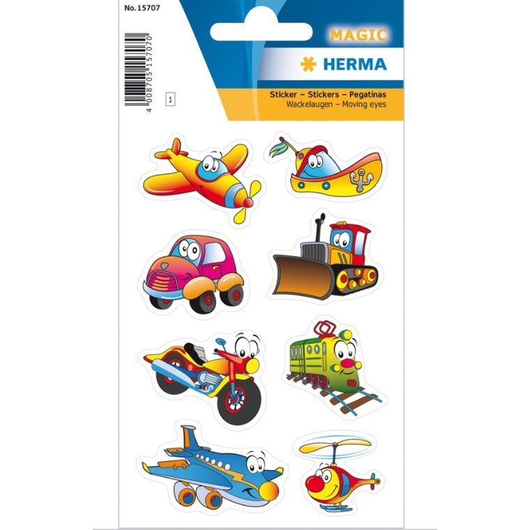 Product Image for Klistermärken - Fordon med 3D ögon 8 st.