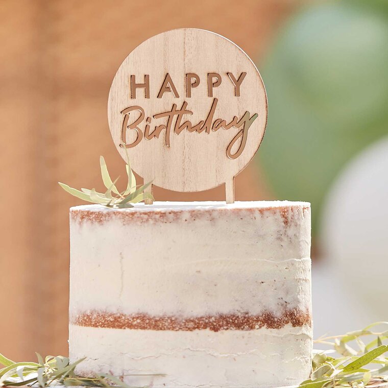 Product Image for Cake Topper - Happy Birthday i trä