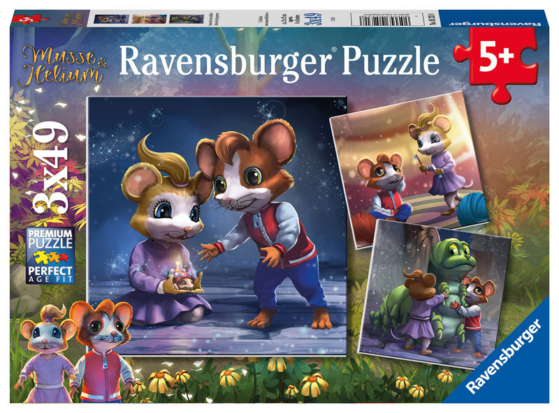 Ravensburger Pussel, Musse & Helium - Den stora avgången 3x49 bitar