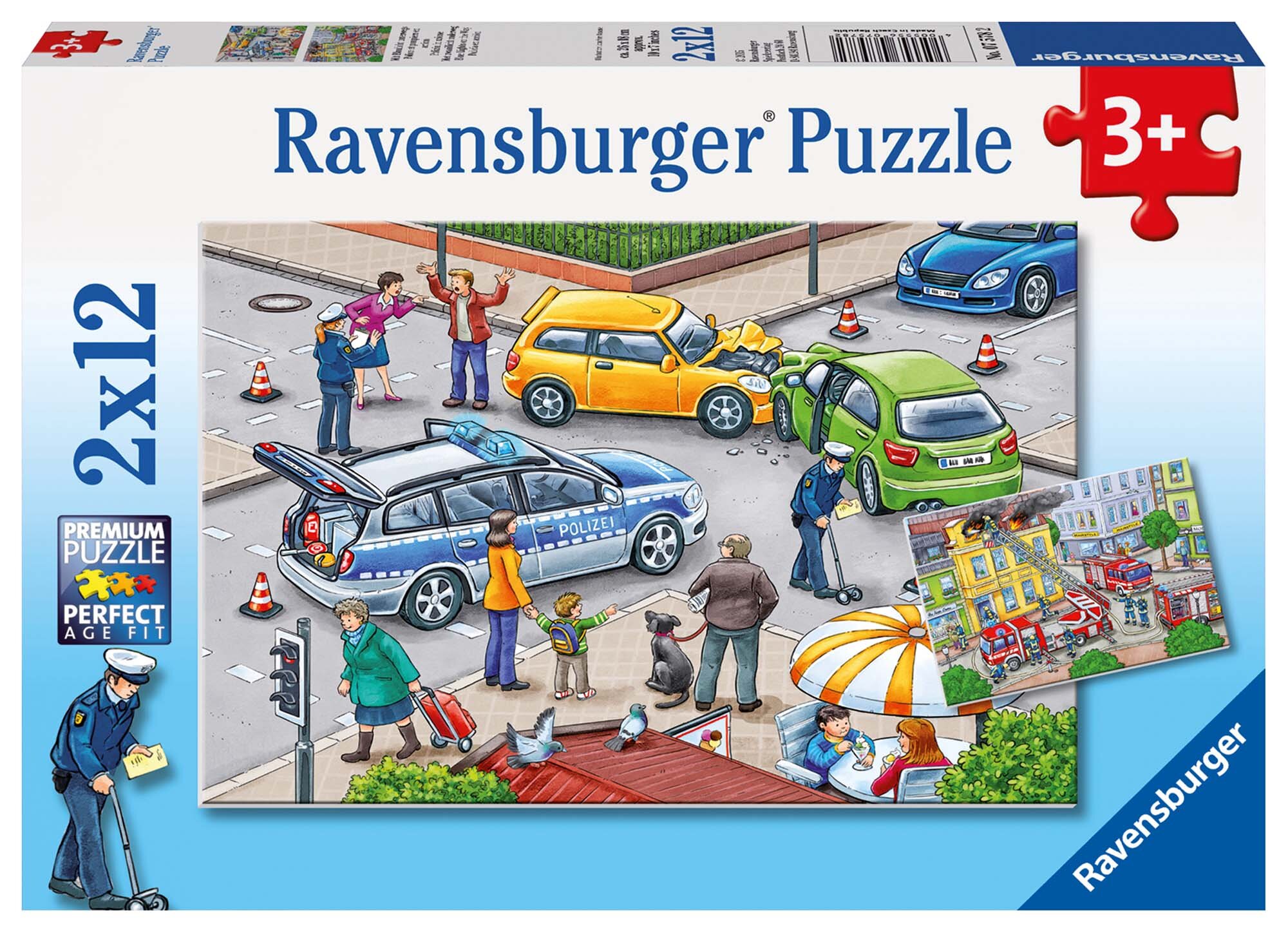 Ravensburger Pussel - Blåljus på väg 2x12 bitar