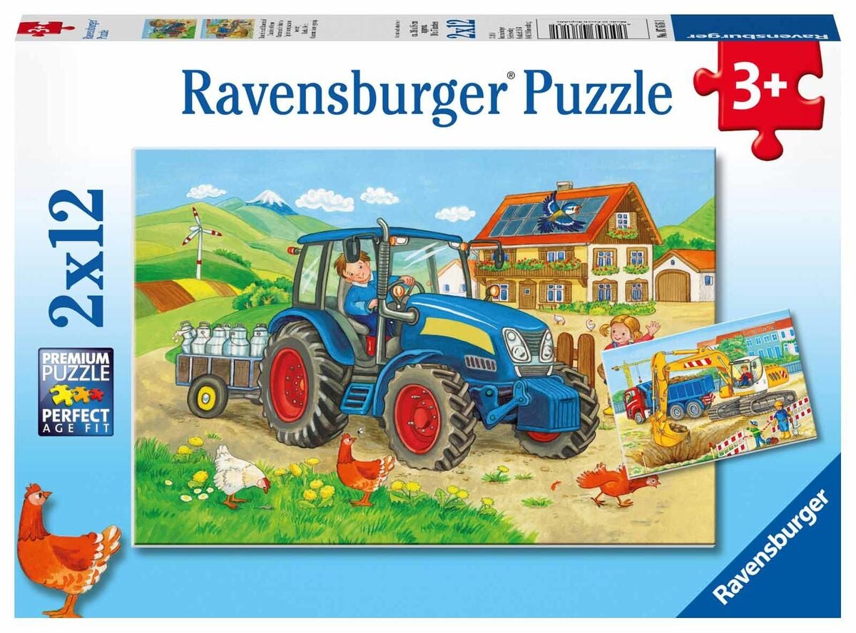 Ravensburger Pussel, Traktor och grävmaskin 2x12 bitar