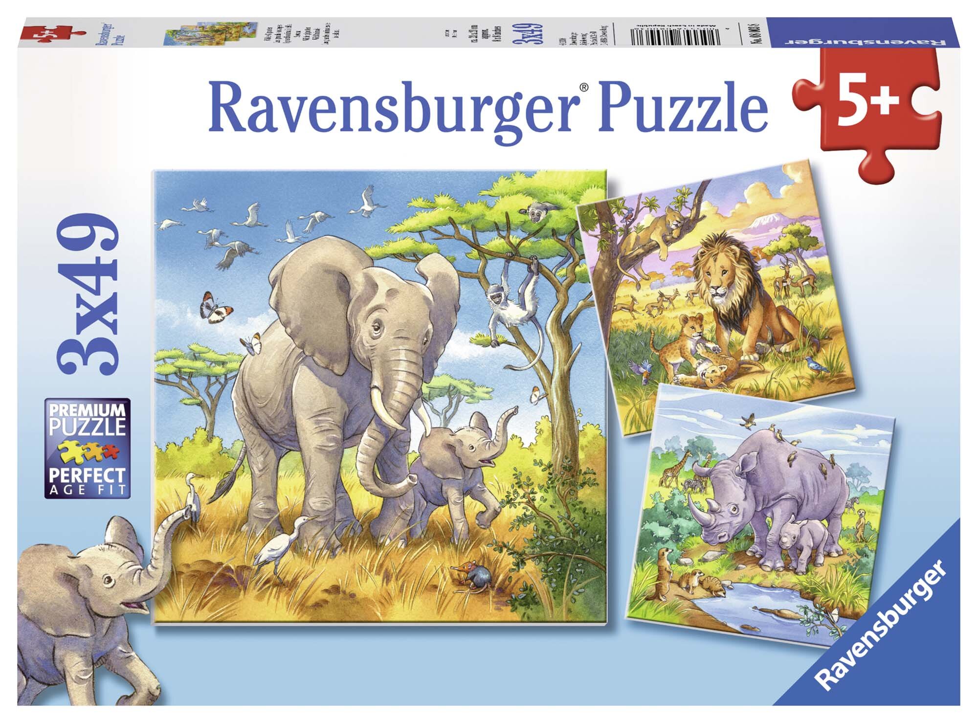 Ravensburger Pussel, Vilda djur 3x49 bitar