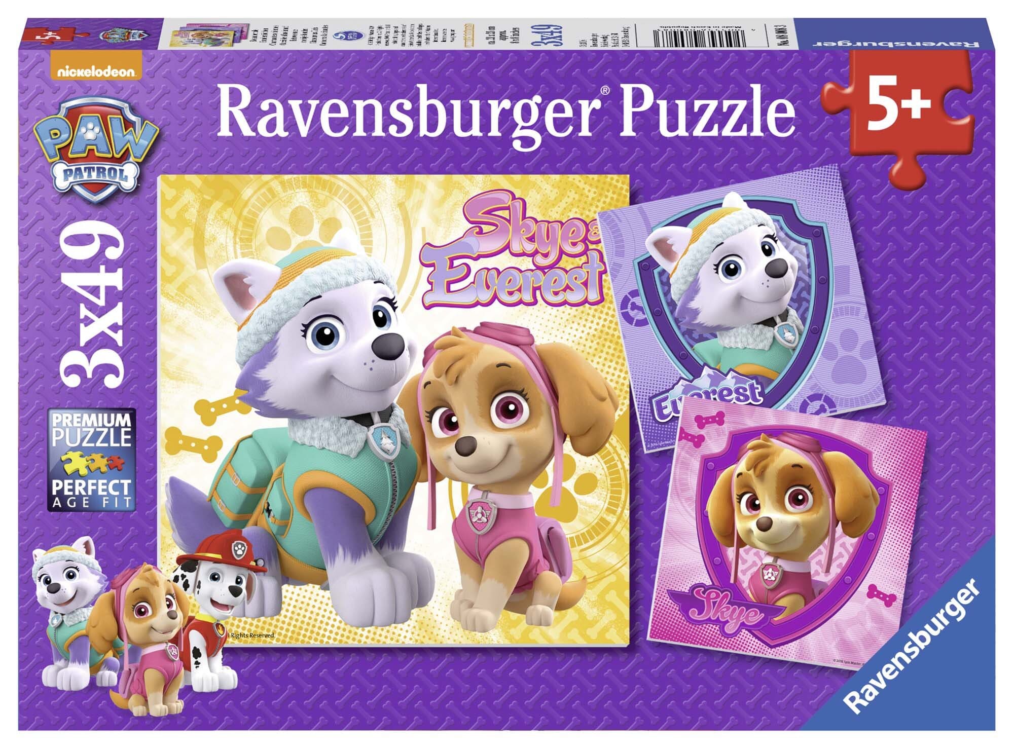 Ravensburger Pussel, Paw Patrol - Skye & Everest 3x49 bitar