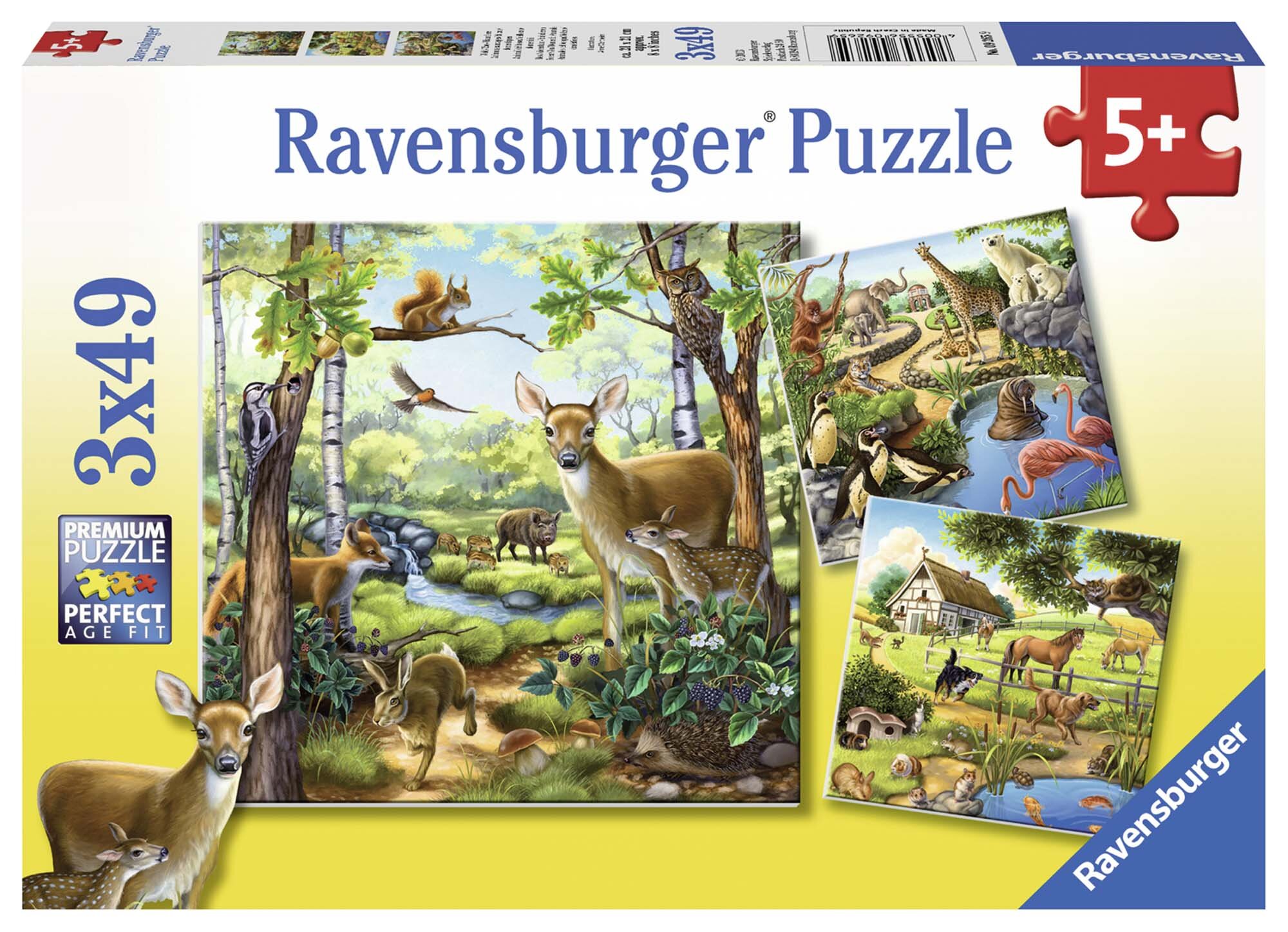 Ravensburger Pussel - Vilda djur 3x49 bitar