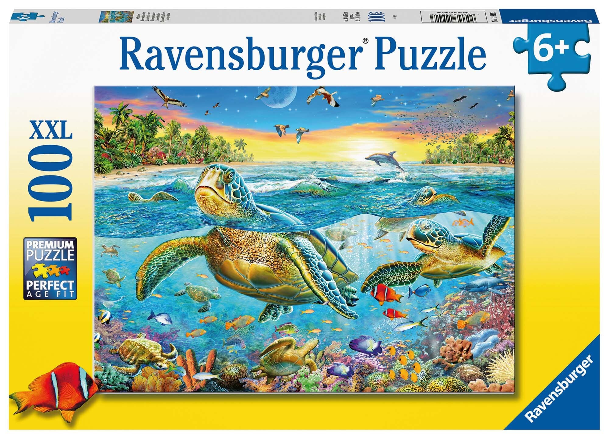 Ravensburger Pussel - Simma med sköldpaddor 100 bitar XXL
