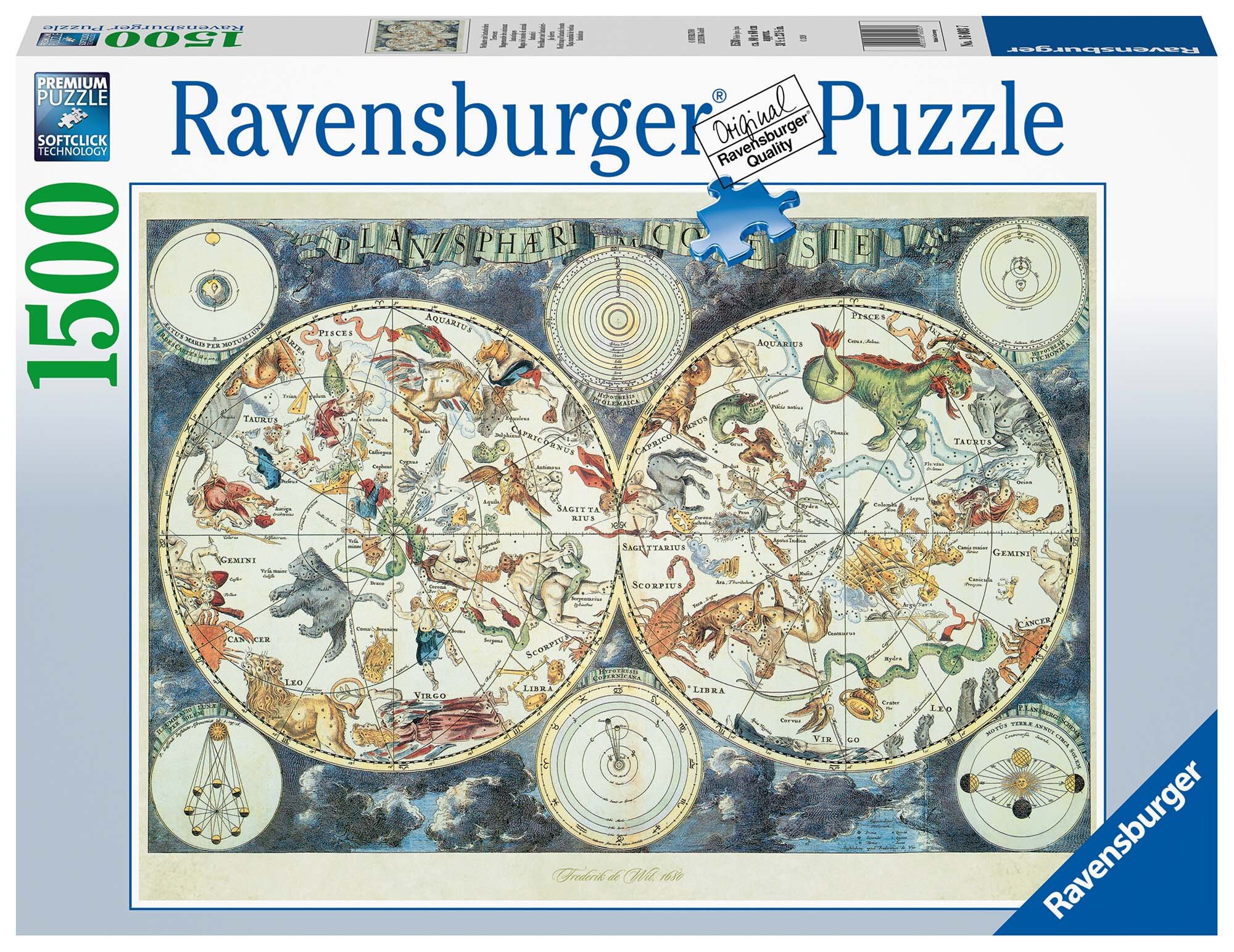 Ravensburger Pussel, Världskarta med fantastiska bestar 1500 bitar