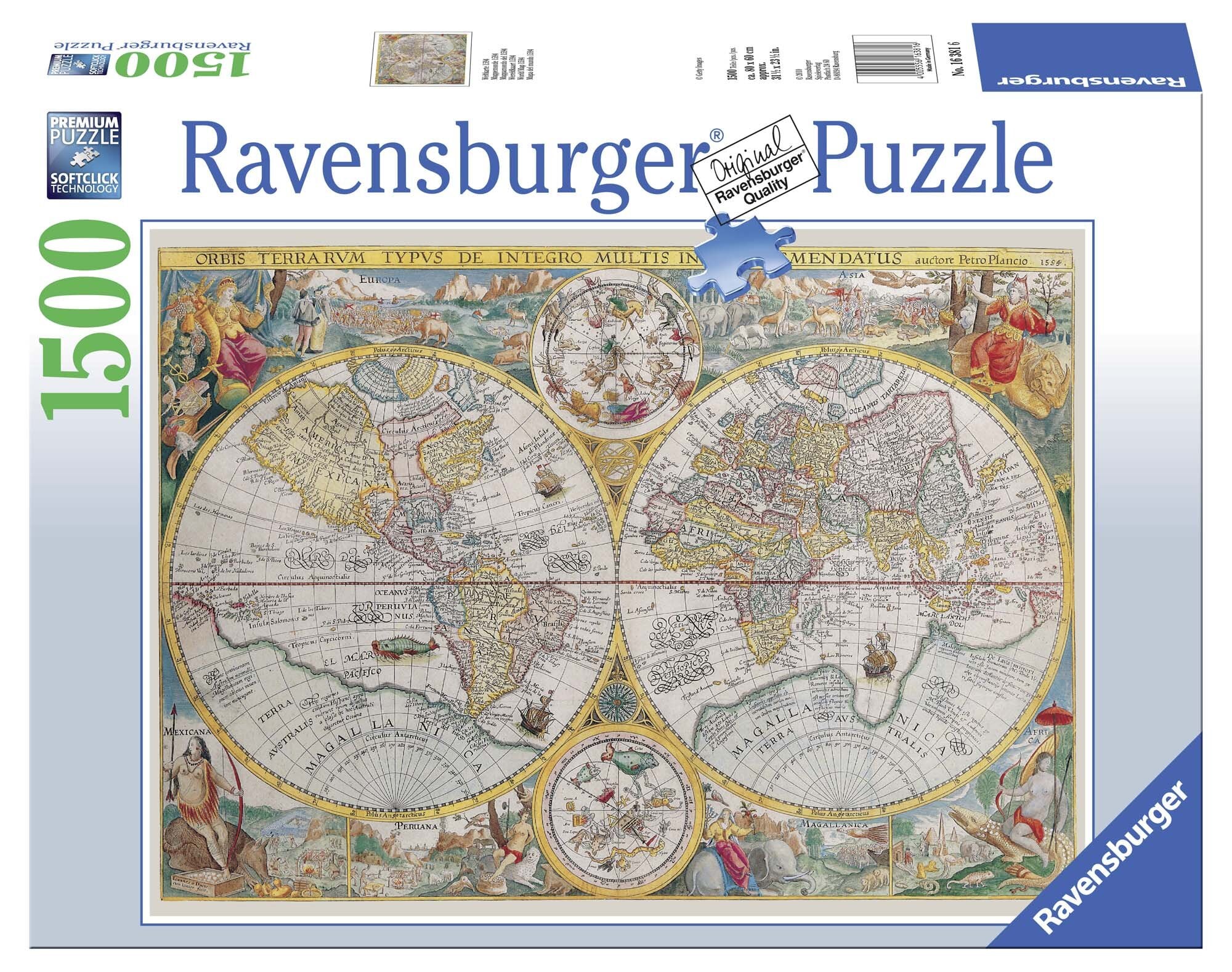 Ravensburger Pussel - 1594 Historisk världskarta 1500 bitar