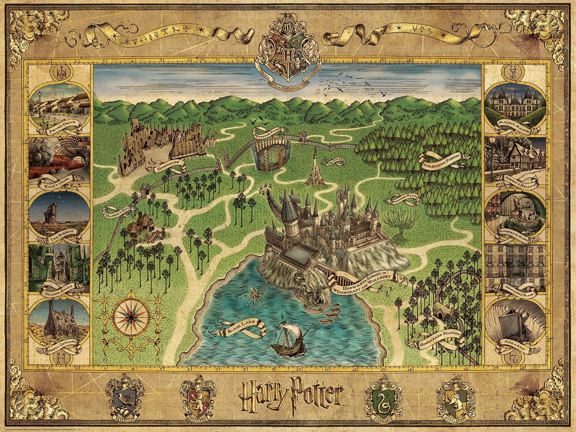 Ravensburger Pussel - Hogwarts Map 1500 bitar