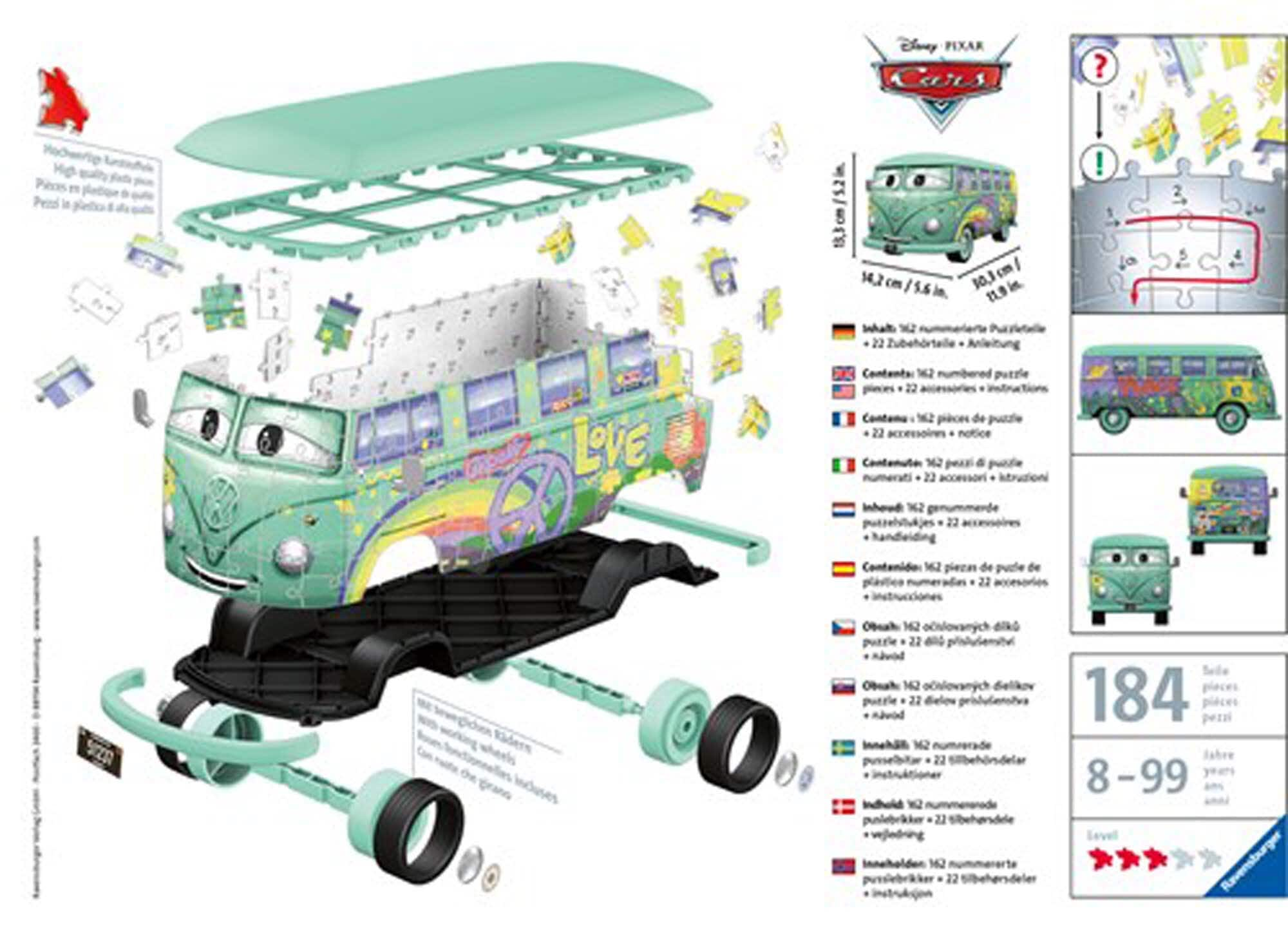 Ravensburger 3D Pussel, Disney Bilar - Volkswagen Fillmore 162 bitar