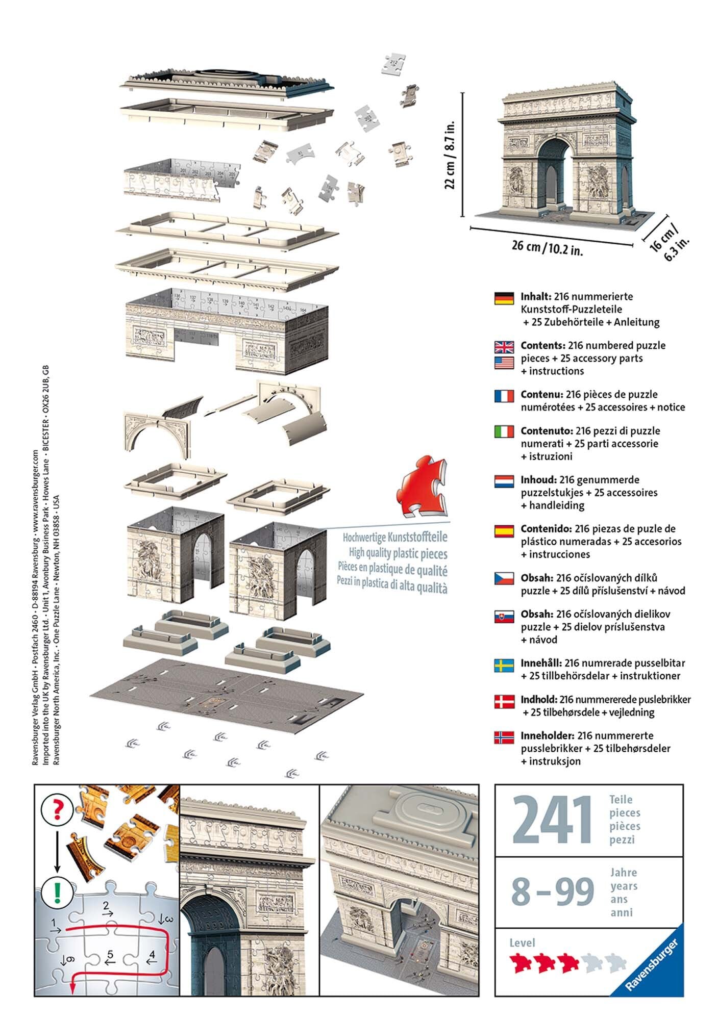 Ravensburger 3D Pussel - Triumfbågen 216 bitar