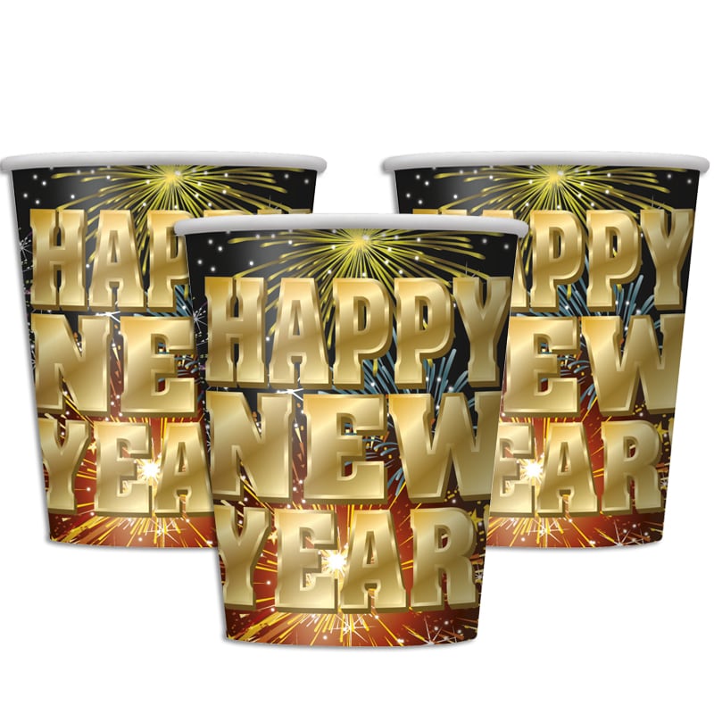 Happy New Year - Pappmuggar 8-pack