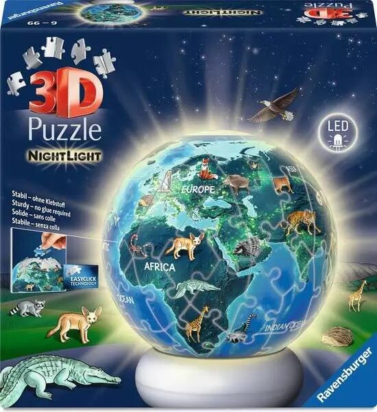 Ravensburger 3D Pussel - Jordglob med nattljus 72 bitar