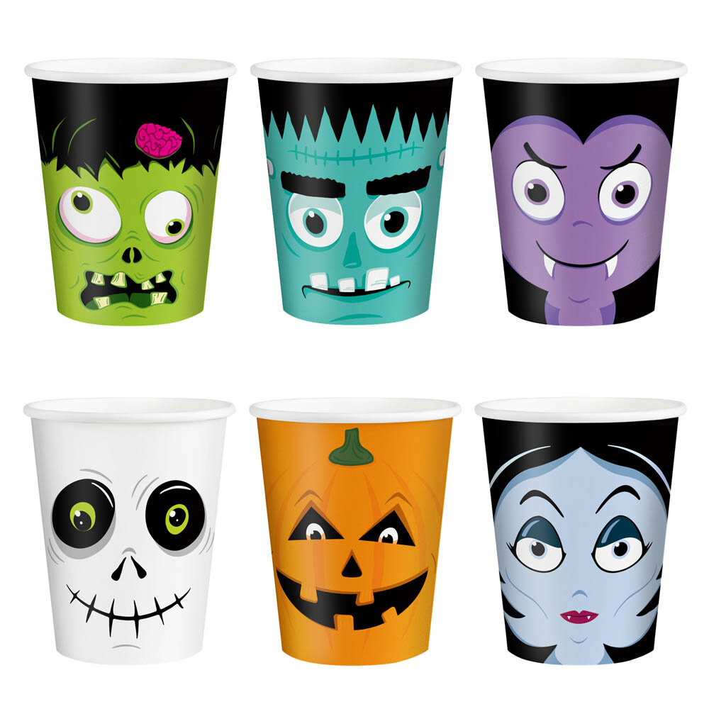 Halloween Monsters Pappmuggar 6-pack