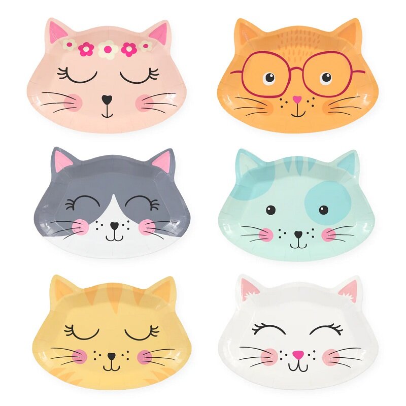 Katt Formade Tallrikar 6-pack