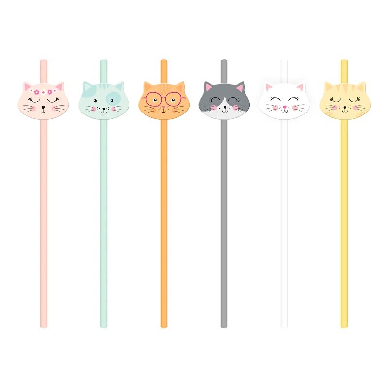 Katt Pappsugrör 6-pack