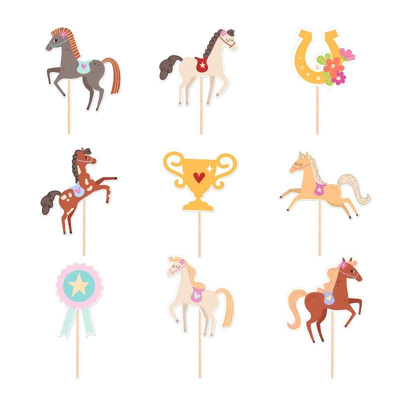 Hästar Cake Toppers 9-pack