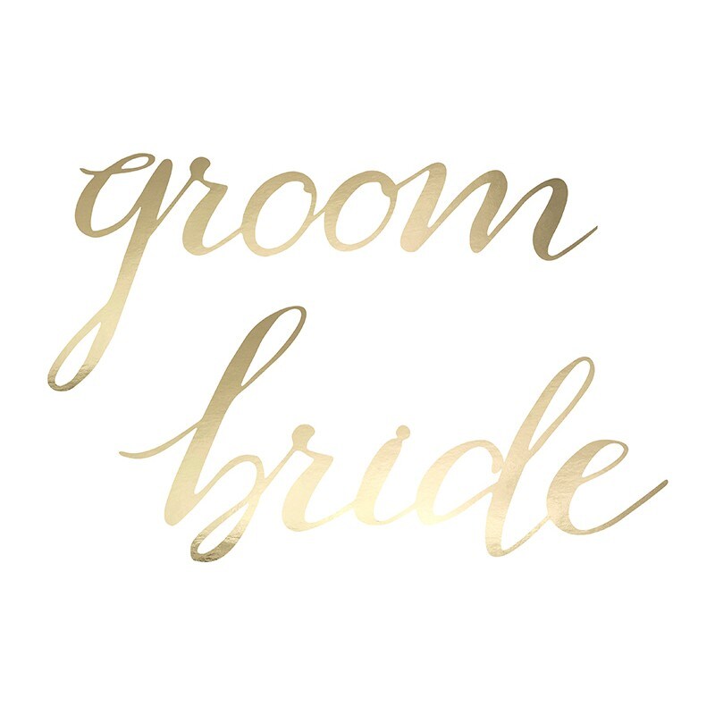 Stolsdekorationer Bride & Groom - Guld