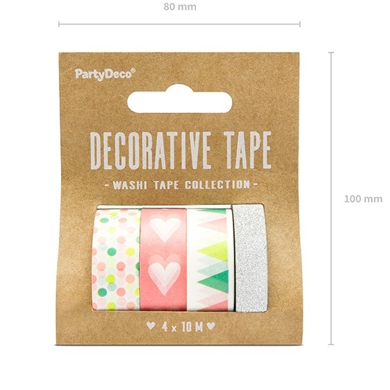 Dekortejp Washi, Pastell Mix 4 st