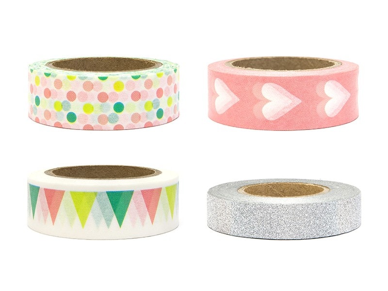 Dekortejp Washi, Pastell Mix 4 st