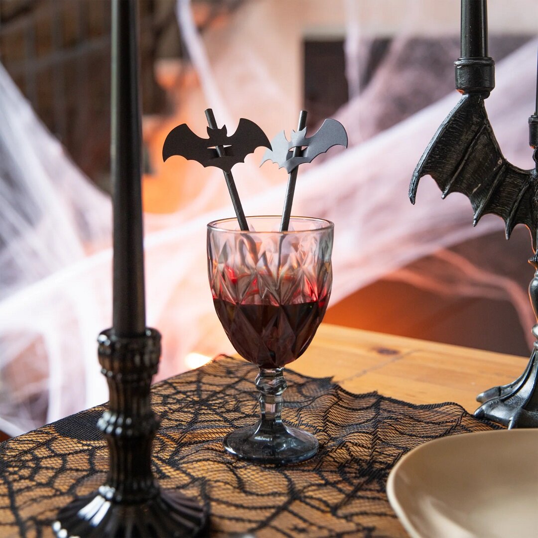 Pappsugrör Svarta Fladdermös 12-pack