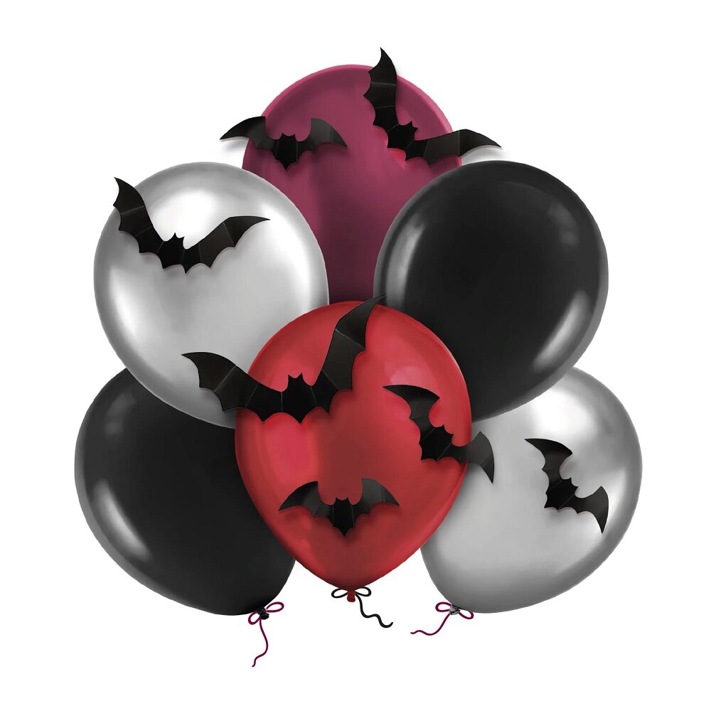 Halloweenballonger 3D Fladdermöss 6-pack