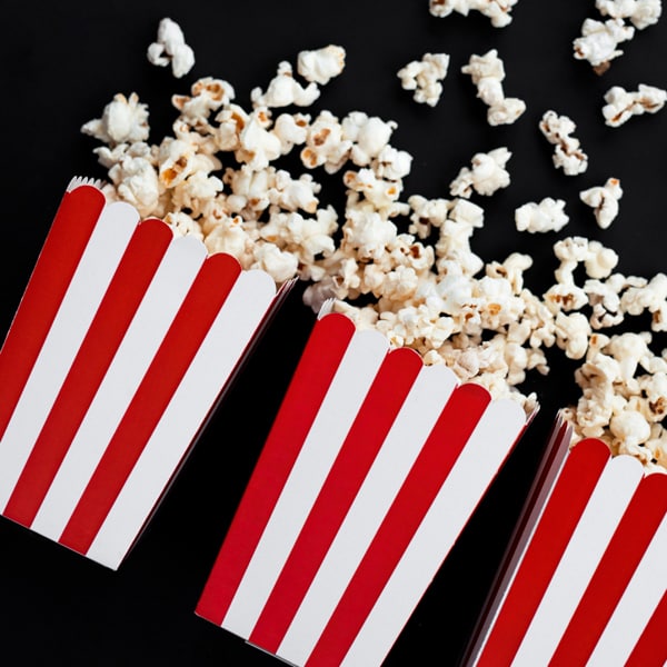 Popcornboxar - Röd och vitrandiga 6-pack