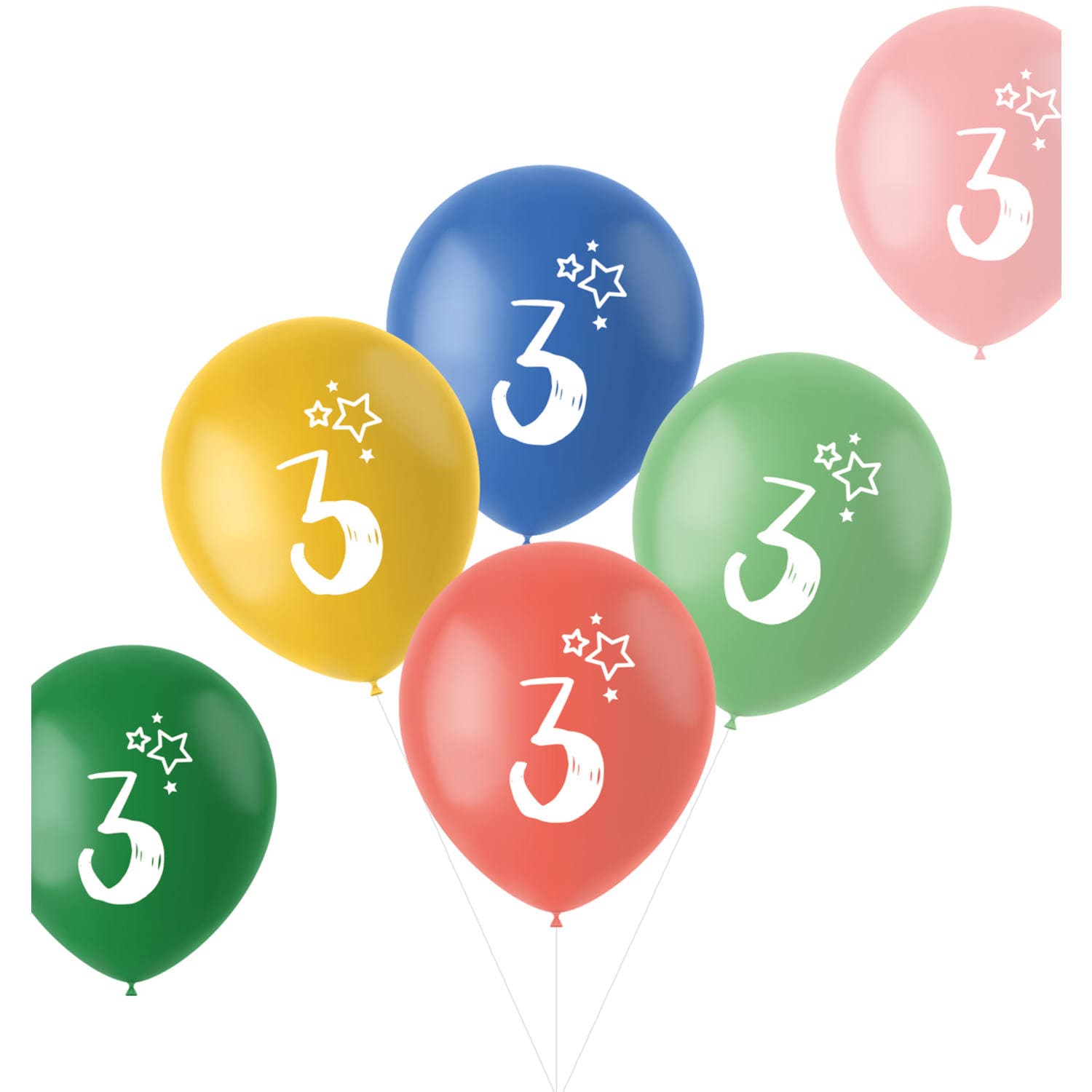 Sifferballonger 3 år, 6-pack