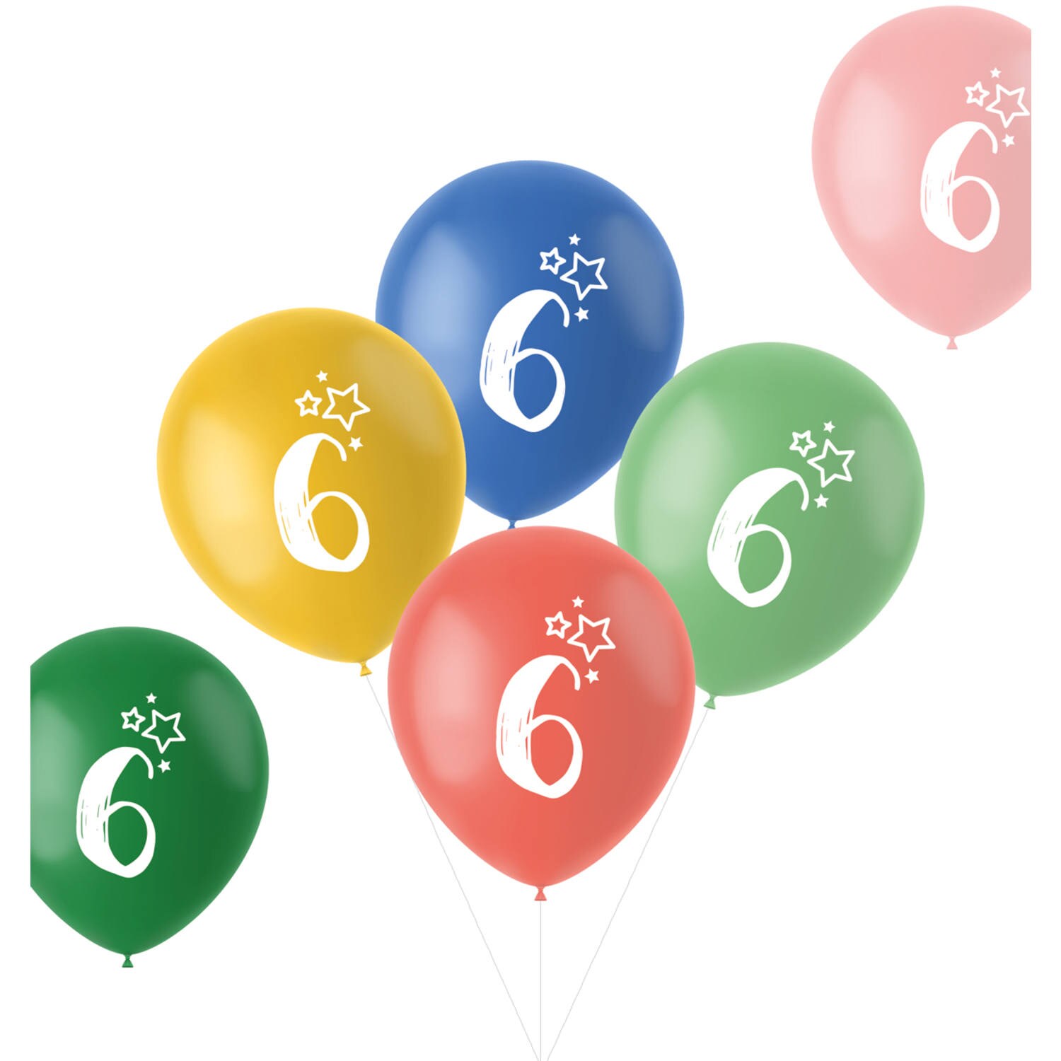 Sifferballonger 6 år, 6-pack