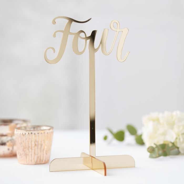 Bordsnumrering - Gold Wedding 1-12