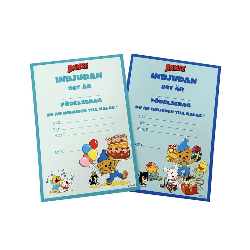 Bamse Inbjudningskort med kuvert 8-pack