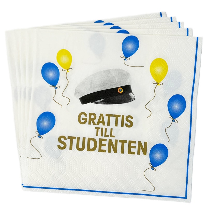 Servetter Grattis till Studenten 16-pack