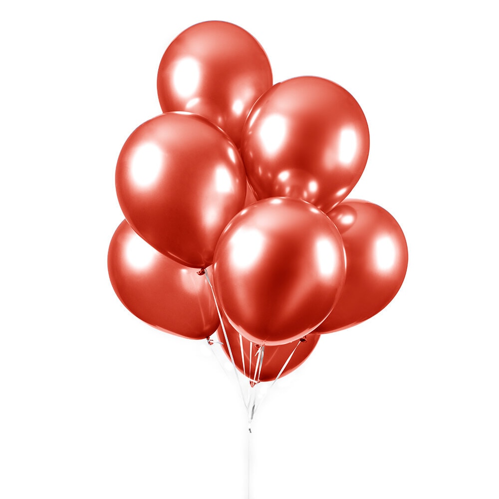 Ballonger - Röd Chrome 10-pack