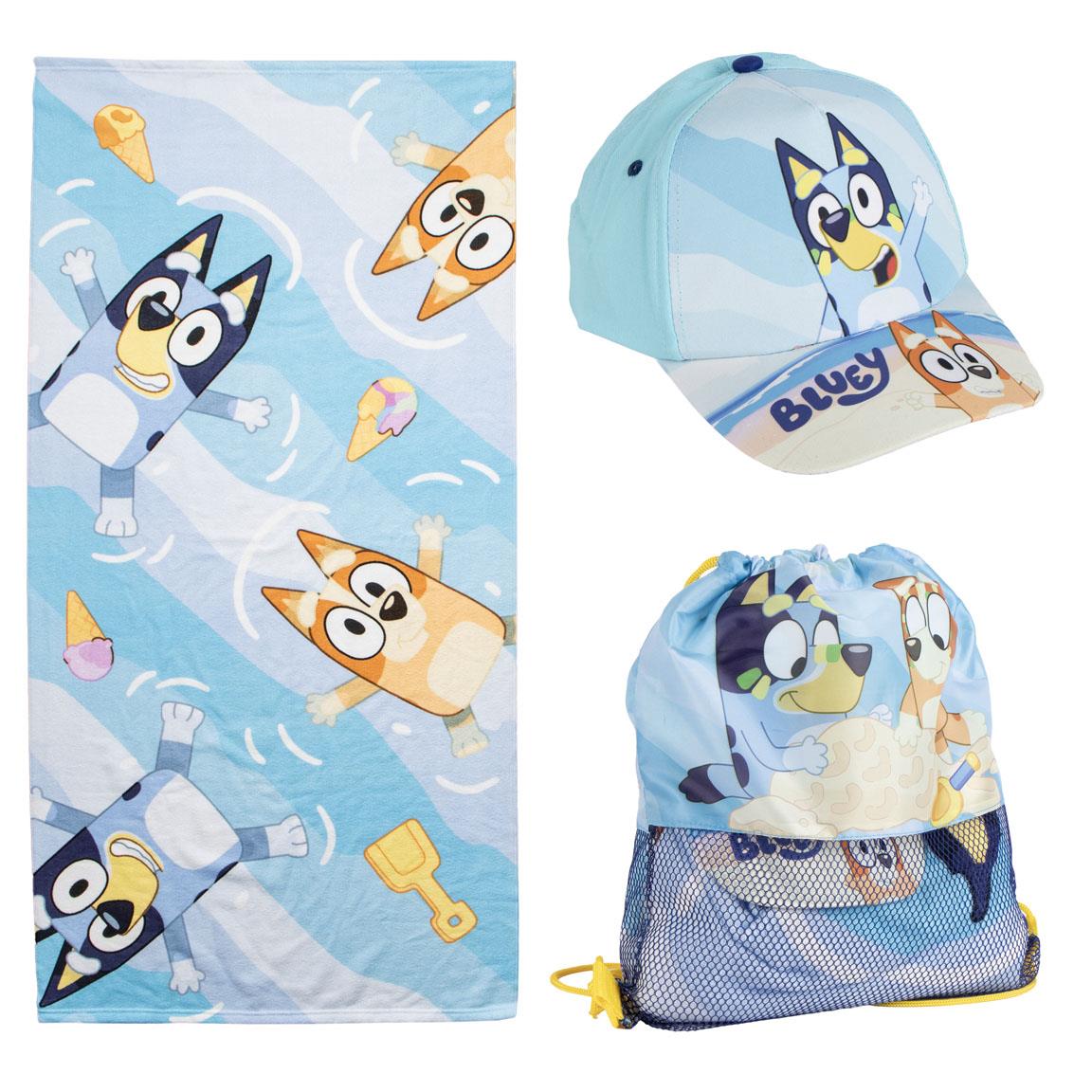 Bluey - Set med Handduk, Keps & Gympapåse