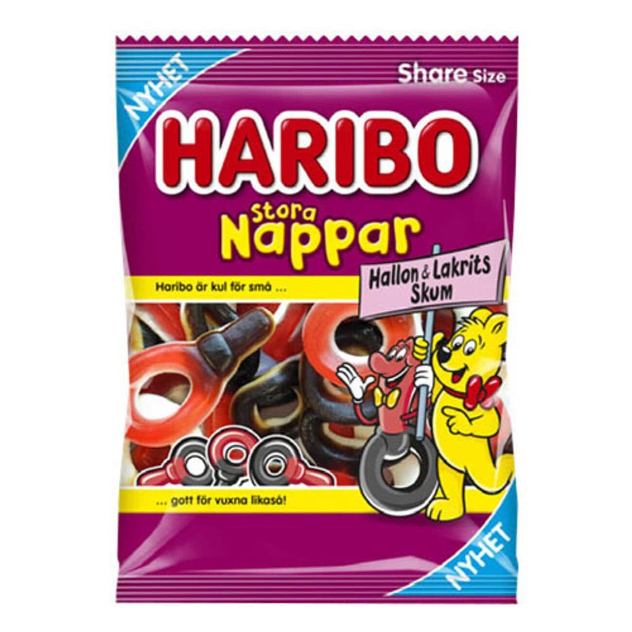 Haribo Stora Nappar Hallon/Lakrits 170 gram (BF 2024-04-30)
