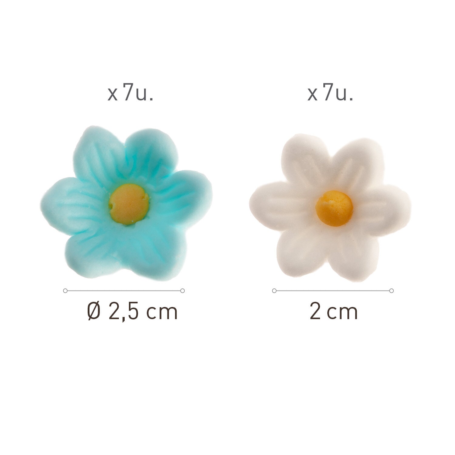 Sockerdekorationer Blå/Vita Blommor 14-pack