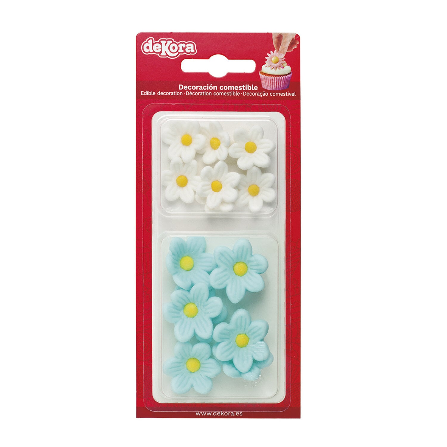 Sockerdekorationer Blå/Vita Blommor 14-pack