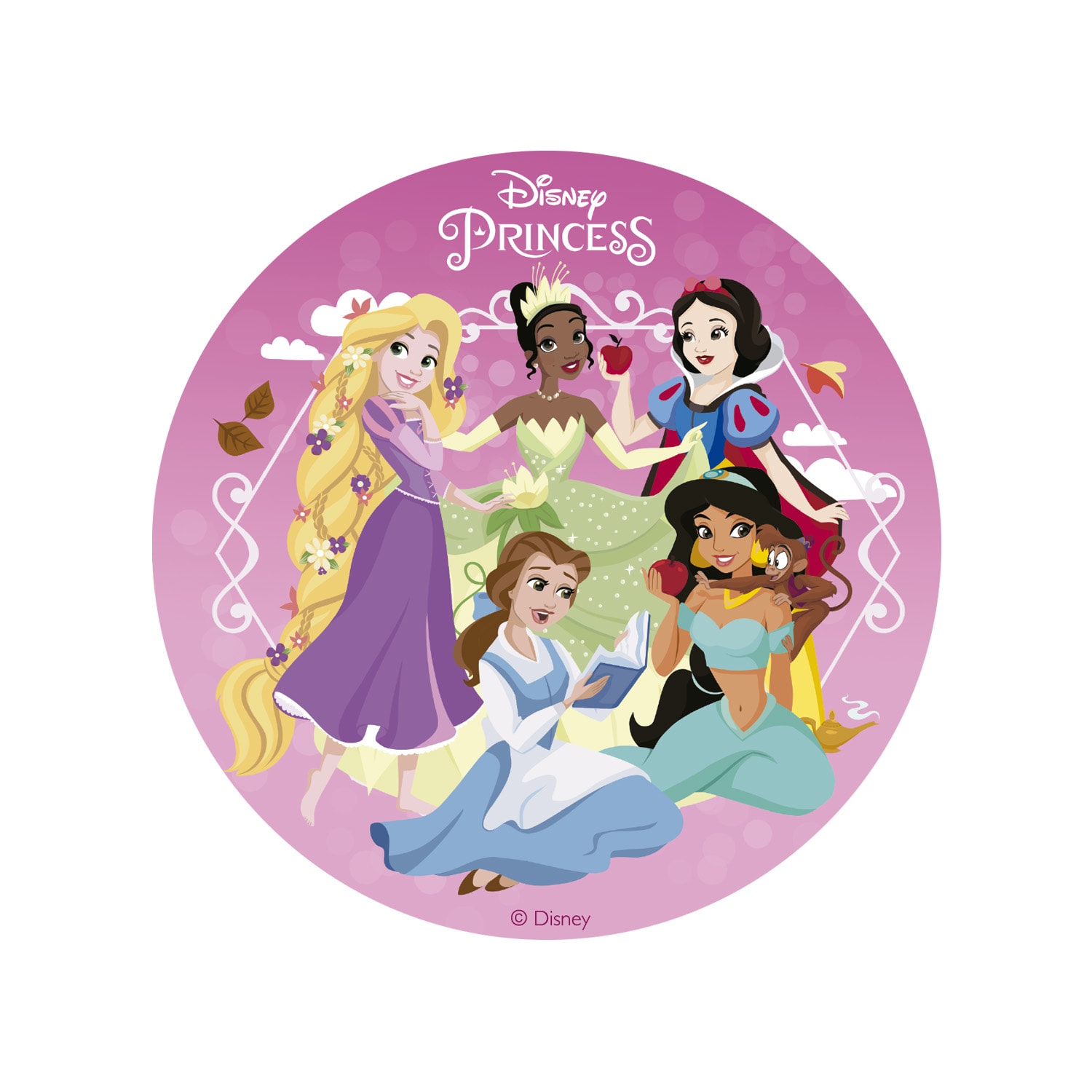 Tårtbild Disney Prinsessor, Sockerfri sockerpasta 15,5 cm