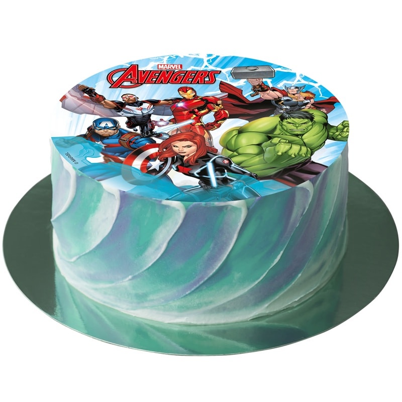 Tårtbild Avengers - Sockerpasta 15,5 cm