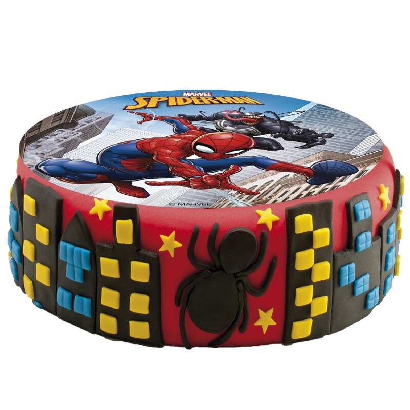 Tårtbild Spiderman - Sockerpasta 15,5 cm