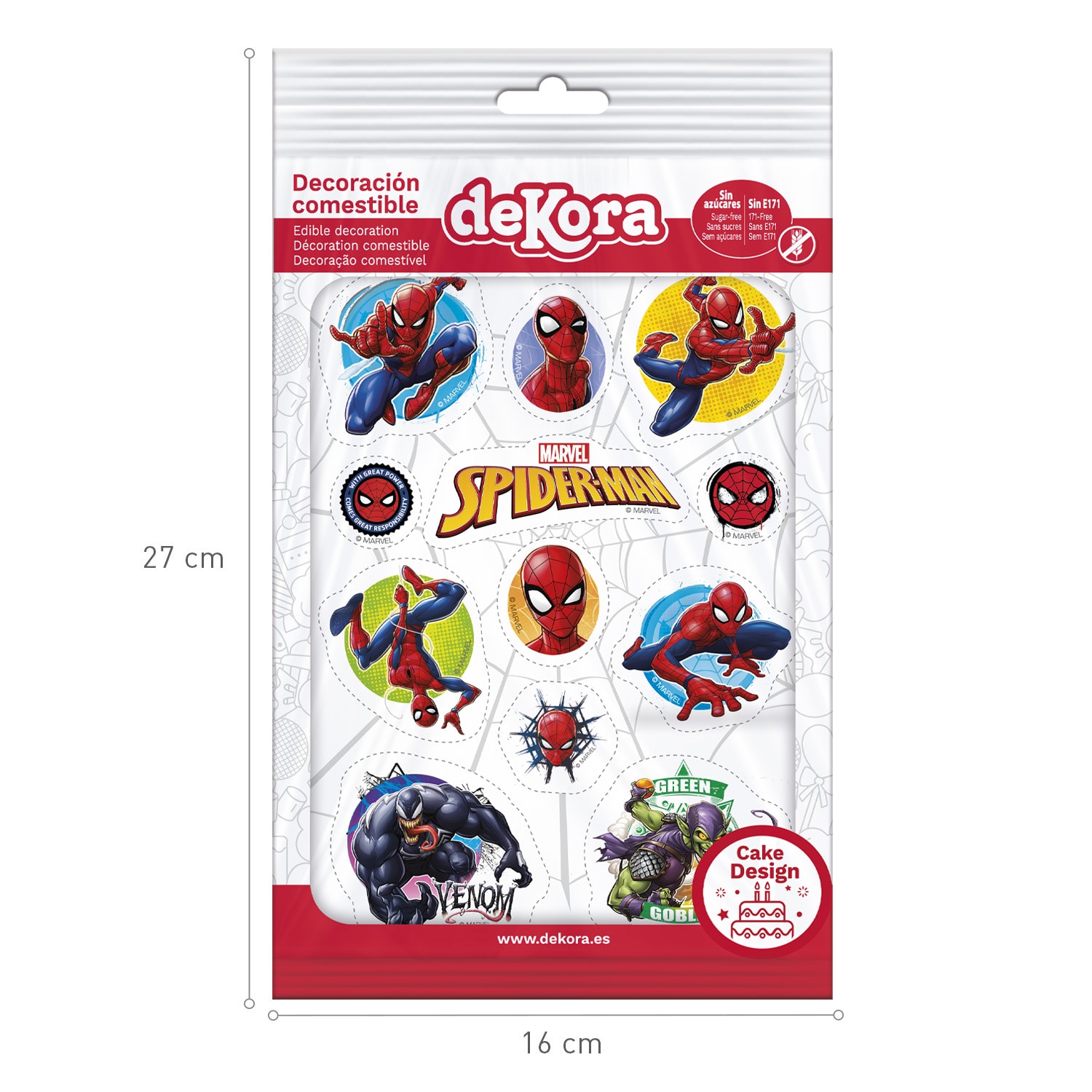 Spiderman muffinsdekorationer, Sockerpasta 12-pack