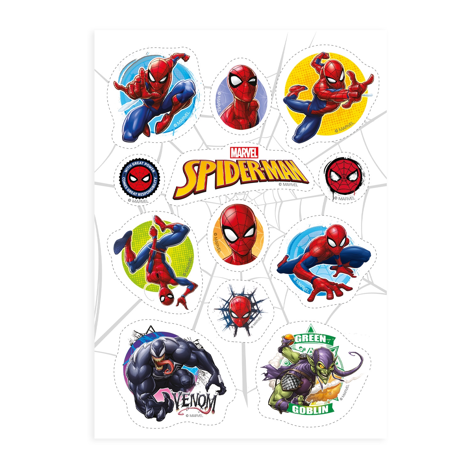 Spiderman muffinsdekorationer, Sockerpasta 12-pack